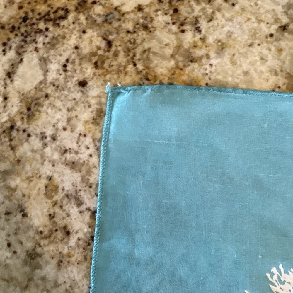 Vtg Riders In The Sky Western Bandana Turquoise White Cowboy Rodeo Handkerchief